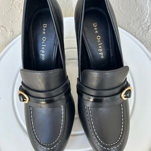 Dee Ocleppo black platform loafers With A Penny Loafer Strap Size 7.5  Italy